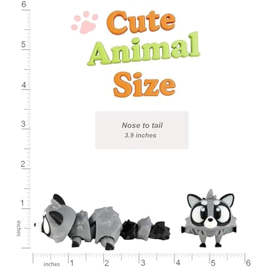 3D Printed Articulated Raccoon Fidget Toy 3 Pack – Flexible Cute Animal Desk Decor, Adult Stress Relief Fidget Collectible – 3D Printed in USA
