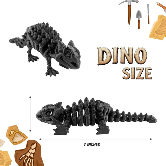PowerTRC 3D Printed Skeleton Ankylosaurus – Prehistoric Collectible Articulating Dinosaur 3D Figurine Desk Decoration for Teens and Adults, Made in USA
