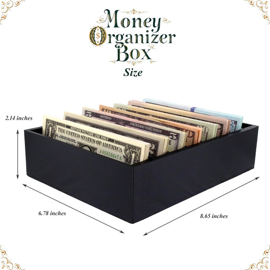 Money Organizer for Cash – 8 Compartment Money Holder, Cash Organizer, Cash Holder, Cash Divider Box, Cash Tray (Black)