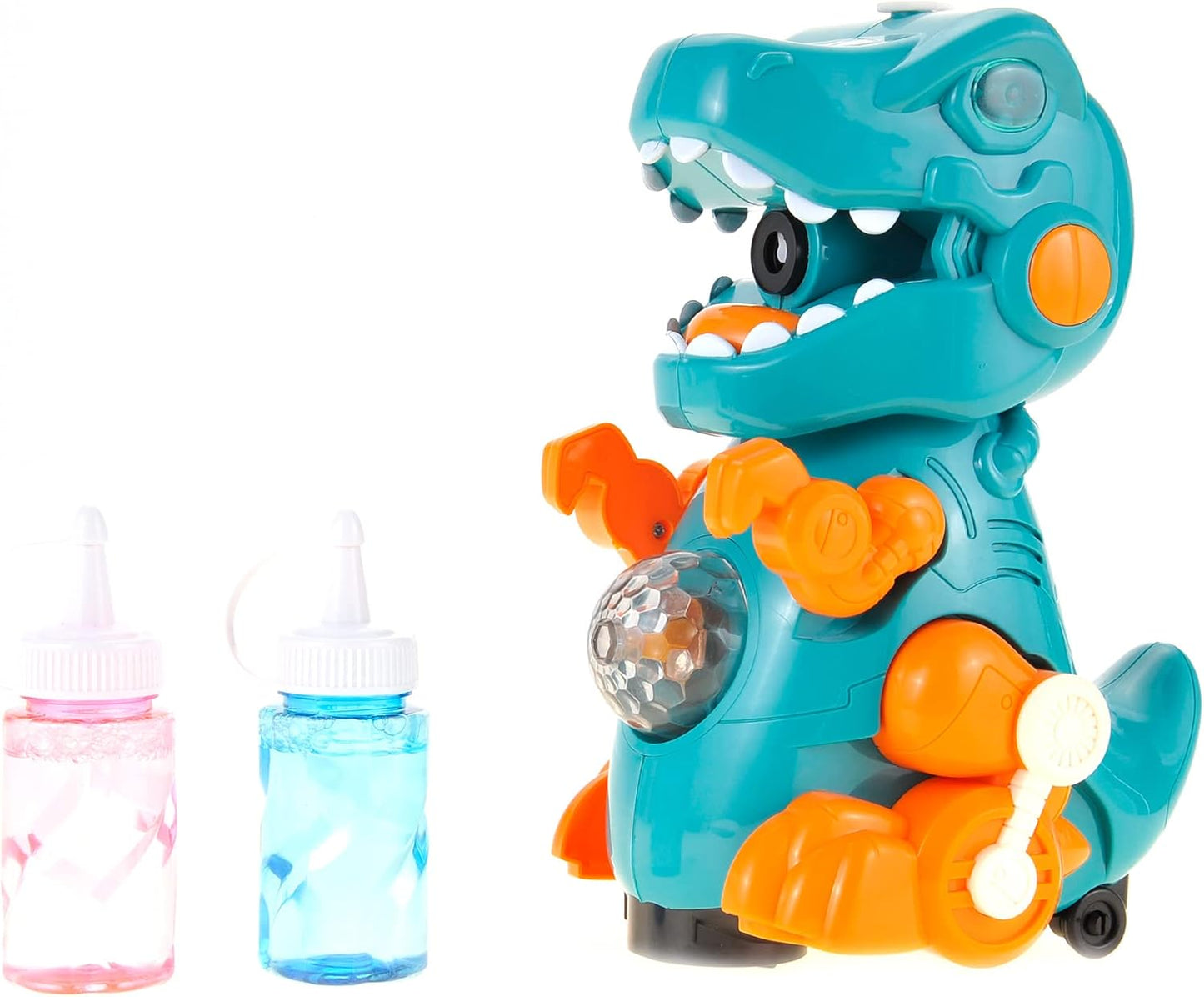 PowerTRC Dinosaur Bubble Machine - Dino Outdoor Toys for Kids Ages 4-8, Toddler Toys Bubble Blower Automatic Machine for Parties with Light & Sound