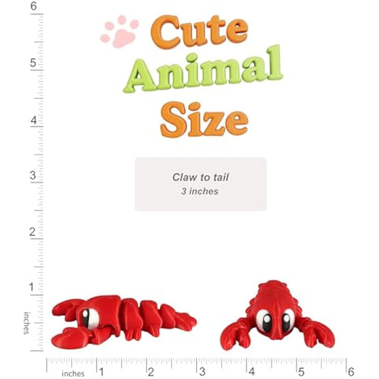 PowerTRC 3D Printed Articulated Lobster Fidget Toy 3 Pack – Flexible Cute Animal Desk Decor, Adult Fidget Collectible – 3D Printed in USA