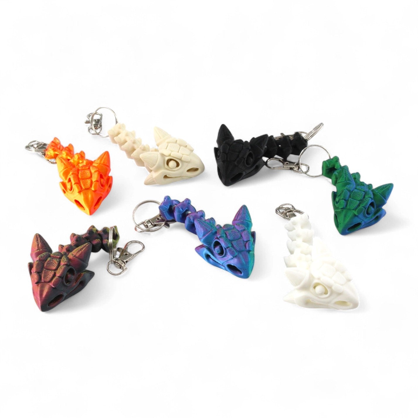 PowerTRC 3D Printed Dinosaur Keychains – Articulated / Flexible(5 PCS/Random Style)