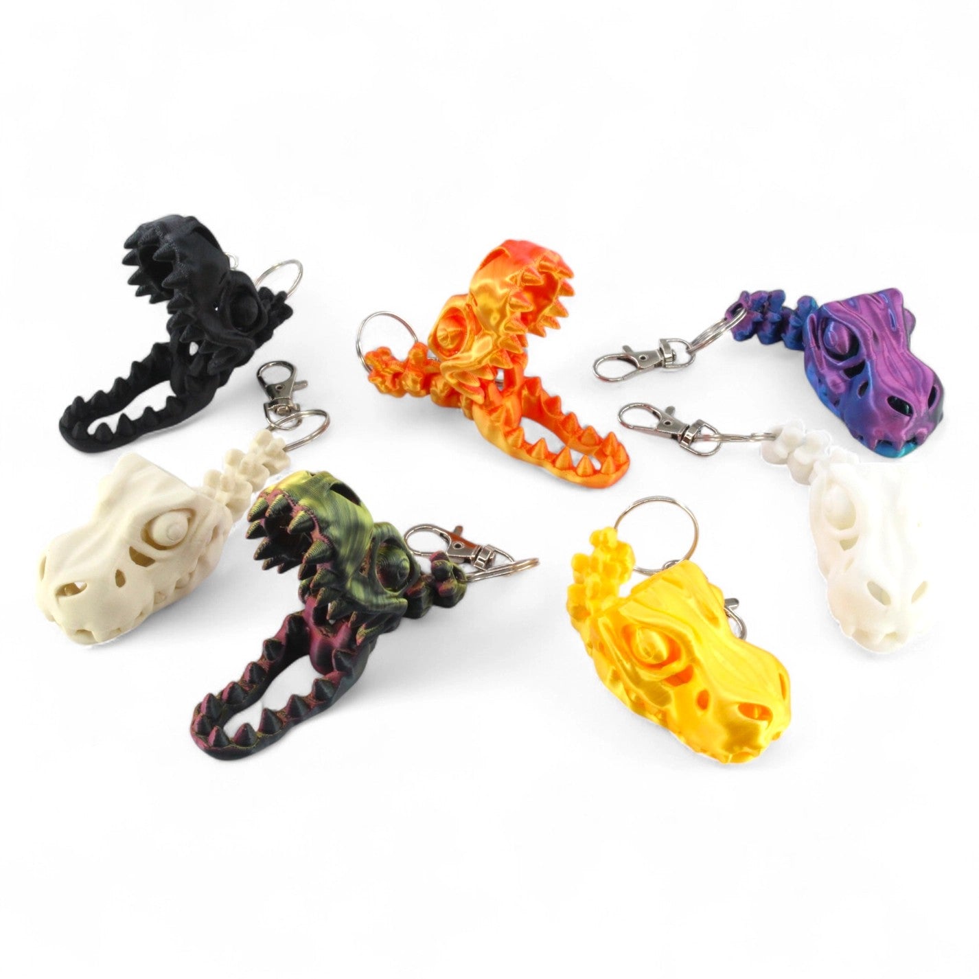 PowerTRC 3D Printed Dinosaur Keychains – Articulated / Flexible(5 PCS/Random Style)