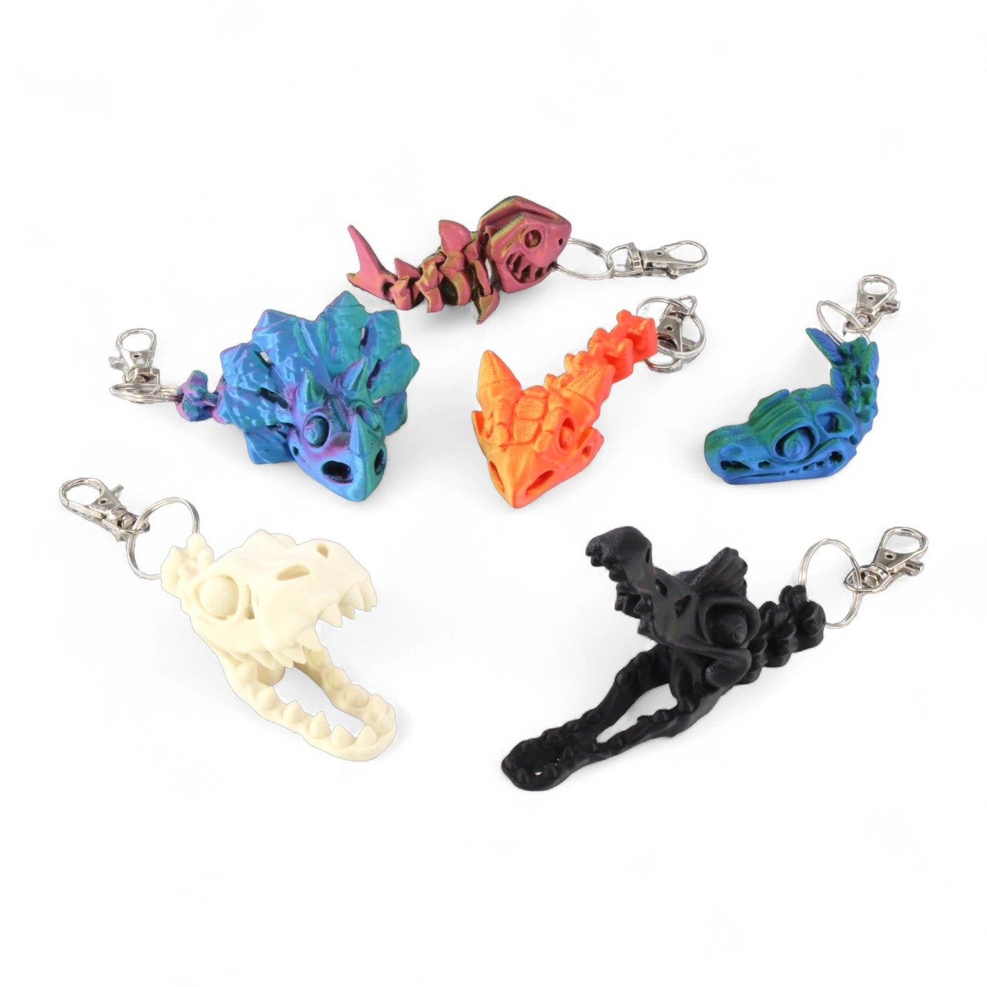PowerTRC 3D Printed Dinosaur Keychains – Articulated / Flexible(5 PCS/Random Style)