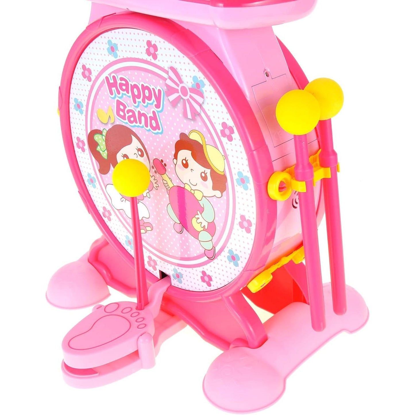 Deluxe 2 in 1 Keyboard and Drum Set Toy for Kids - Pink Colorful Lights, Includes Drum Set, Piano, and Microphone, Playful Design