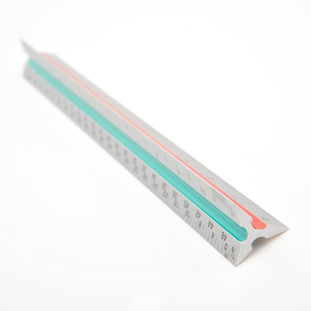 Architectural Scale Ruler, 12” Metal Aluminum Architect Scale Triangular for Engineers Students Architects