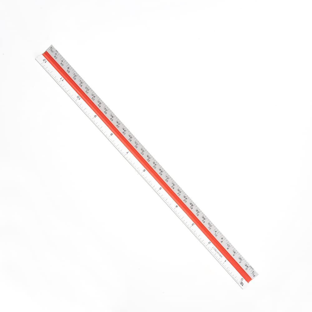 Architectural Scale Ruler, 12” Metal Aluminum Architect Scale Triangular for Engineers Students Architects