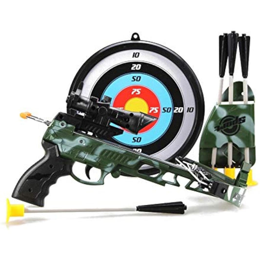 Deluxe Military Action Crossbow Toy | Kids Target Archery Crossbow with Scope and Arrow Toy