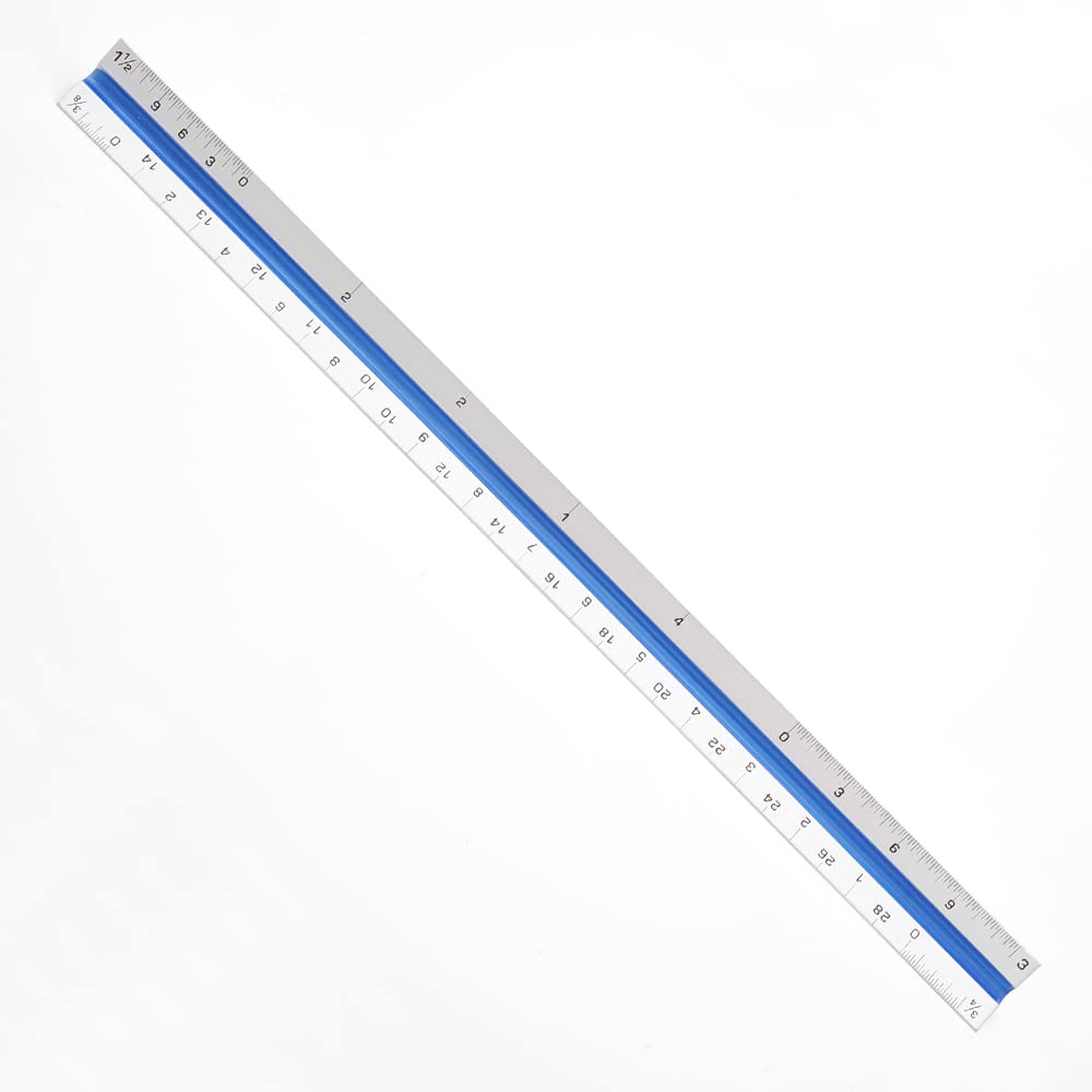 Architectural Scale Ruler, 12” Metal Aluminum Architect Scale Triangular for Engineers Students Architects