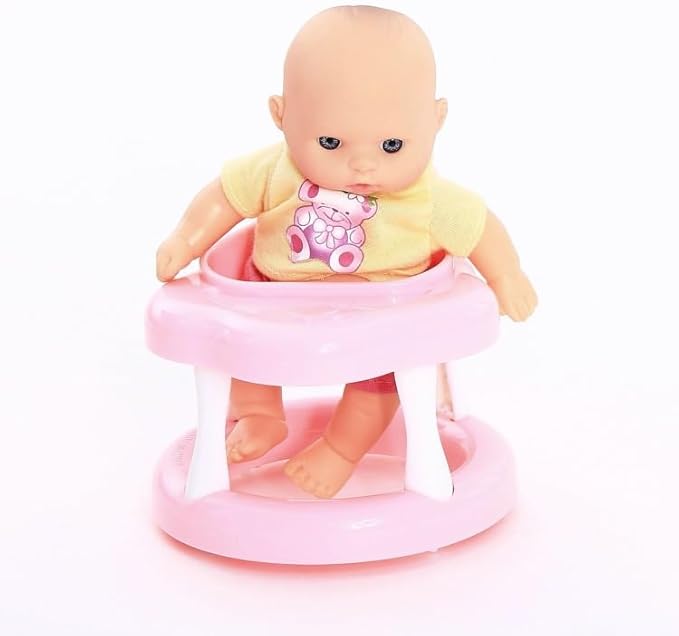 6 Set of Mini 5 Inch Baby Girl Toy Dolls Collection with High Chair, Cradle, Walker, Swing, Bathtub and Baby Seat Accessories for Girls 3-6 Years Old