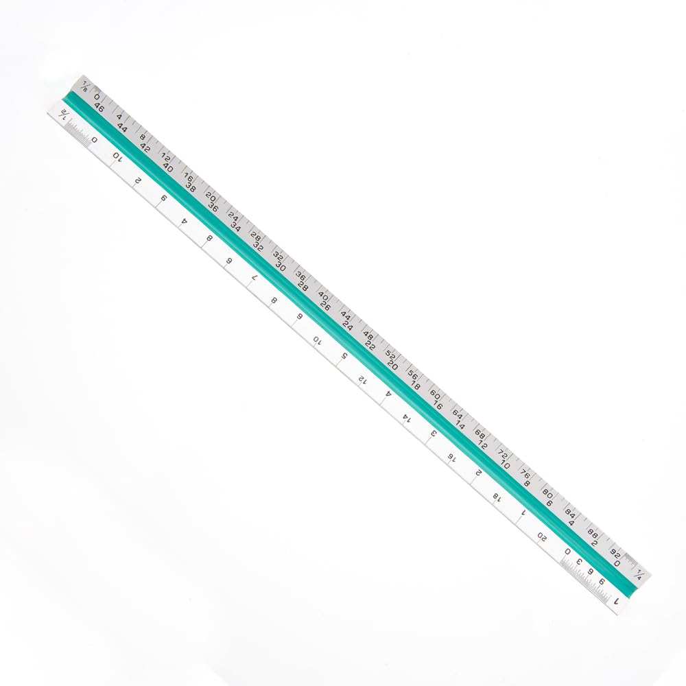 Architectural Scale Ruler, 12” Metal Aluminum Architect Scale Triangular for Engineers Students Architects
