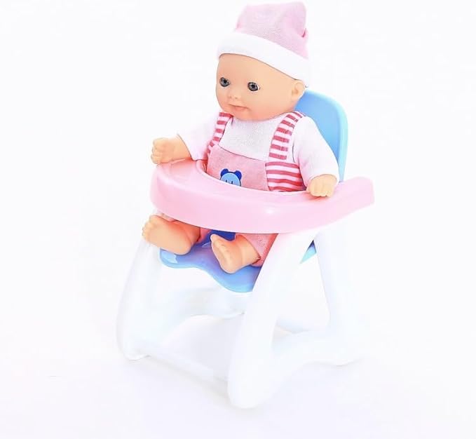 6 Set of Mini 5 Inch Baby Girl Toy Dolls Collection with High Chair, Cradle, Walker, Swing, Bathtub and Baby Seat Accessories for Girls 3-6 Years Old