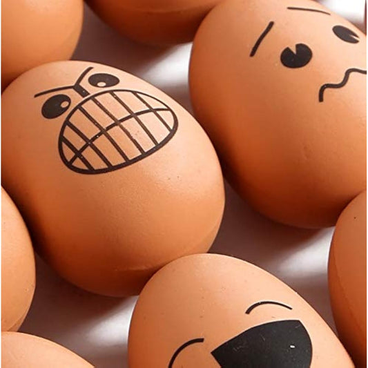 24 Pieces Realistic Bouncing Easter Eggs with Emoticon Faces | Bouncy Rubber Toy Food Pretend Eggs Playset | Fake Eggs Funny Prank Toys Party Favors Goodie Bag Fillers Or School Rewards