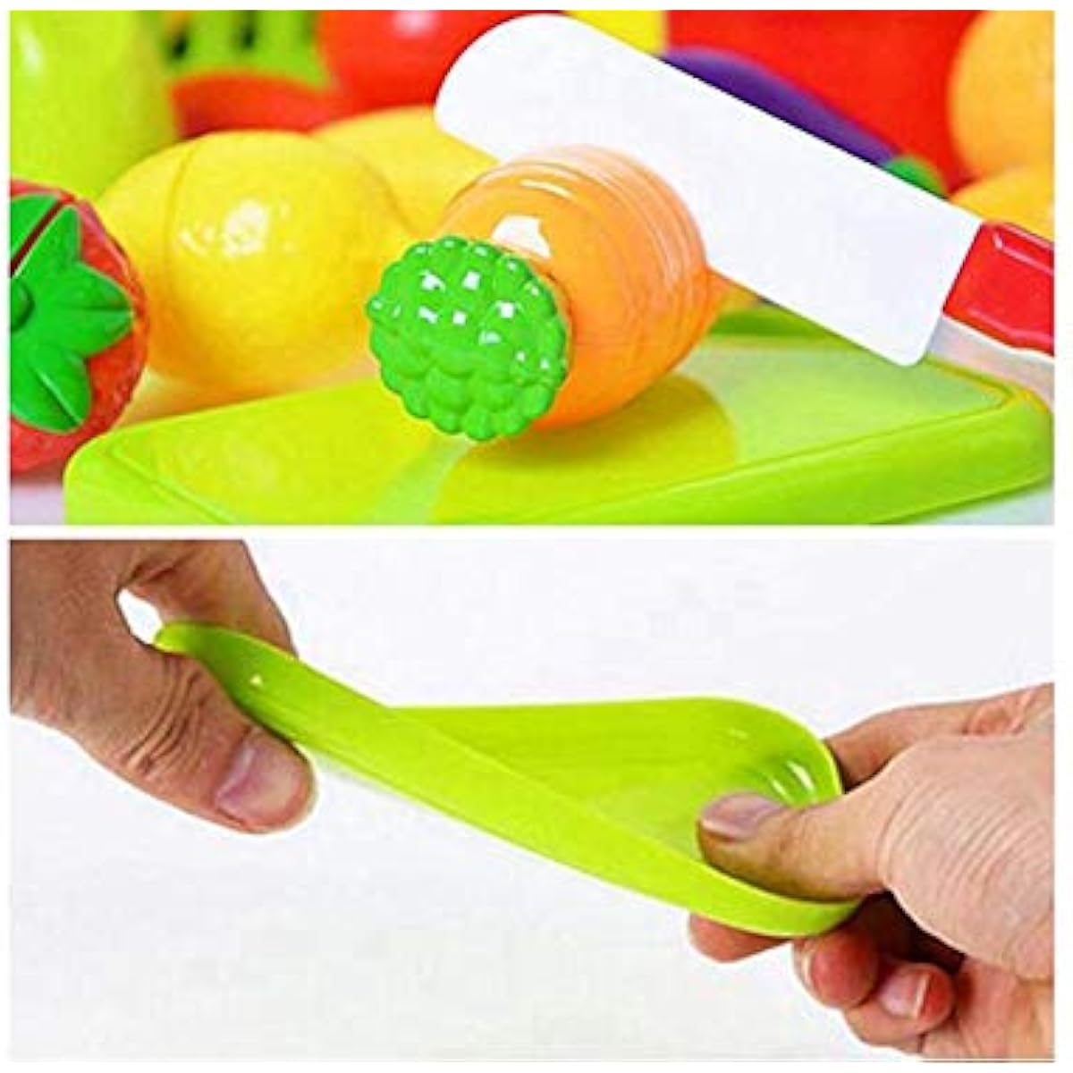 Kitchen Cutting Food Playset for Kids | Includes Vegetables, Fruits, Cooking & Eating Utensils | Comes with Portable Storage Basket