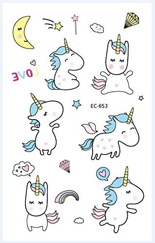 PowerTRC Temporary Tattoos For Kids, 12 Sheets Over 300 Tattoos For Endless Combinations And Styles, Durable Unicorn And Fantasy Theme'd Fake Tattoos