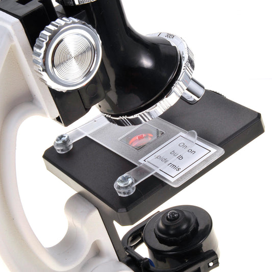 52-pcs Beginner Microscope STEM Kit with Metal Body Microscope, Plastic Slides, LED Light and Carrying Box (M30-ABS-KT2-W),White