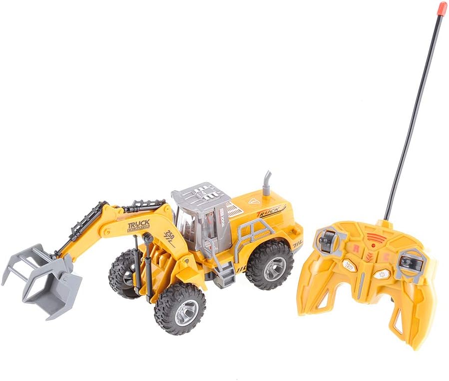 Remote Control Functional Construction Excavator Claw Vehicle Truck with Light | 1/30 Scale RC Battery Powered Engineering Digger Truck Car for Kids | Perfect for Beach Trips
