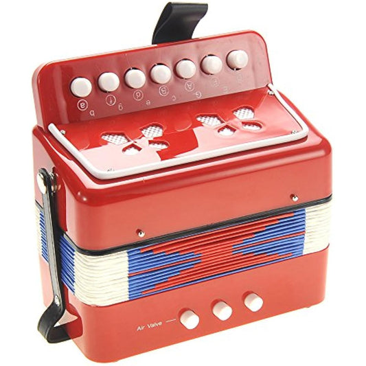 Kids Accordion, Musical Instruments for Kids Ages 9-12, Beginner Toddlers Children Mini Toy Accordian 10 Keys Button Control Light Weight (Red)