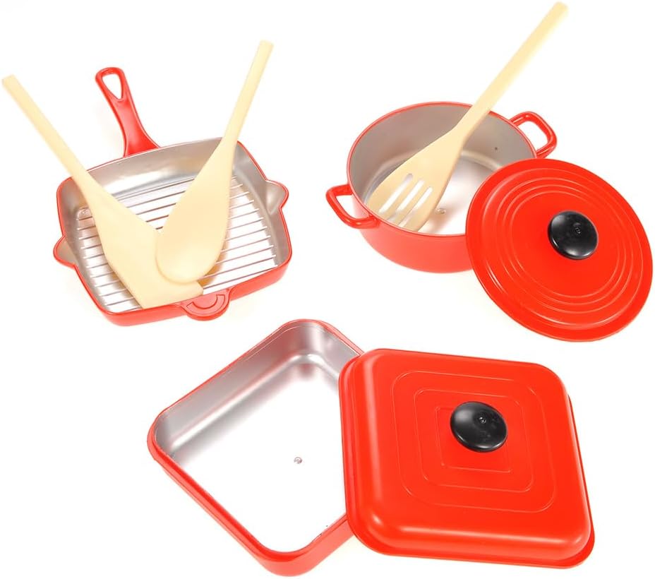 10 Piece Pots and Pans Kitchen Cookware Playset for Kids with Cooking Utensils Set, Pretend Toy for Kids 3-6
