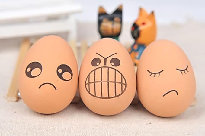 24 Pieces Realistic Bouncing Easter Eggs with Emoticon Faces | Bouncy Rubber Toy Food Pretend Eggs Playset | Fake Eggs Funny Prank Toys Party Favors Goodie Bag Fillers Or School Rewards
