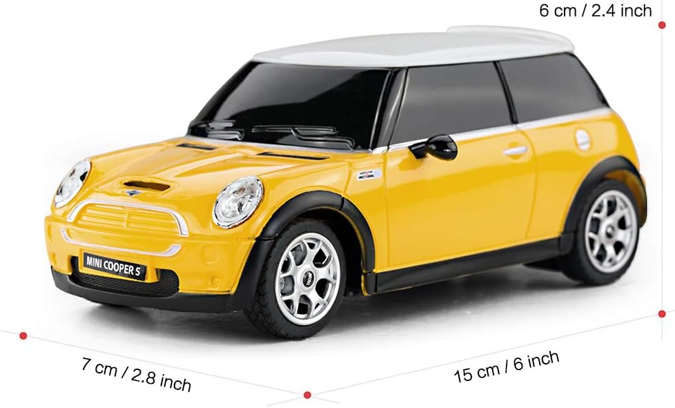 RASTAR Mini Cooper Model, 1:24 RC Cars Toy Mini Cooper Remote Control Car RC Mini Cooper Car Toy for Kids, Yellow