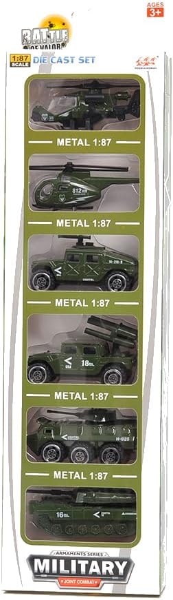 Diecast Military Vehicles, 6 Pack Alloy Metal Vehicles Models Car Toys Army Toys, Tank, Truck, Panzer, Anti Air Vehicle, and Helicopters Playset for Kids Toddlers Boys