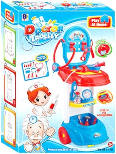 Toddlers Pretend Doctor Trolley Play Set with Music and Lights | Doctor Hospital Care Cart with Medical Equipment for Kids
