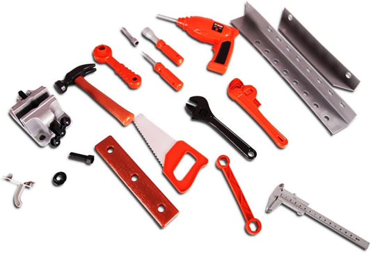PowerTRC Kids Tool Workbench Set with Electronic Cordless Drill and 11 Pretend Play Construction Tool Accessories