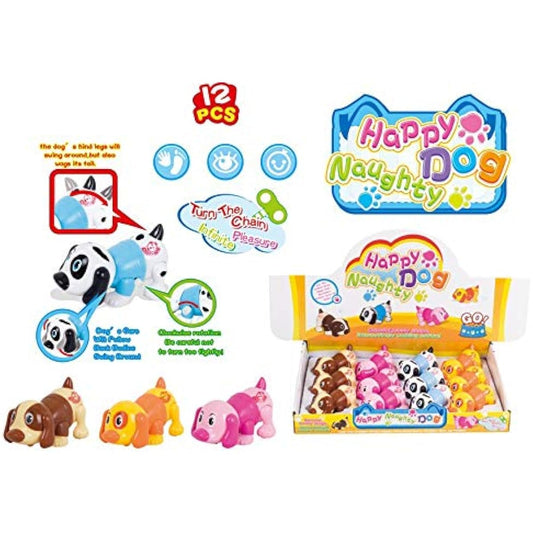 Wind-Up Colorful Dog Toys | Set of 12 Miniature Wind-Up Dogs | Fun Novelty Toys for Kids | Party Favors & Gift Ideas