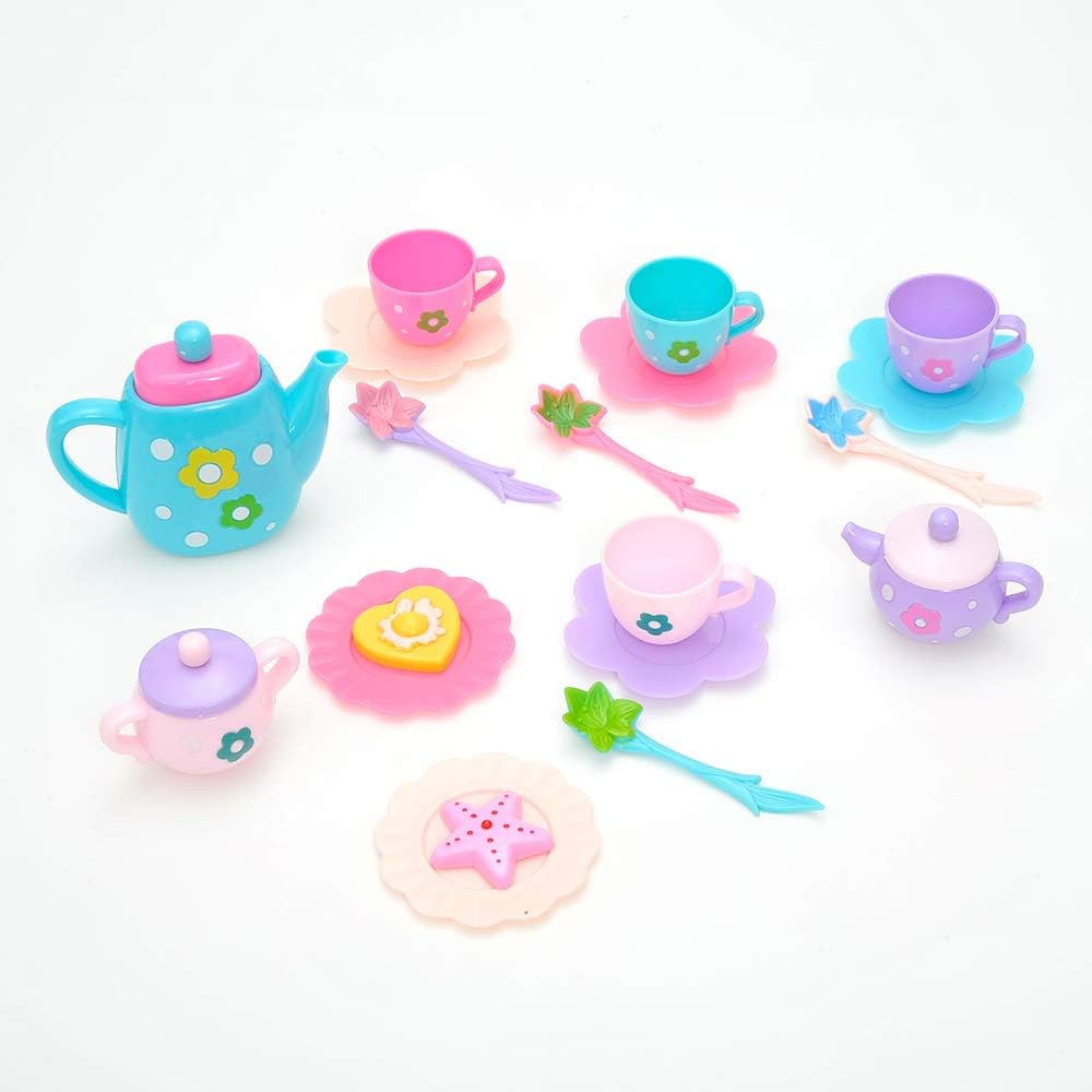 21 Pieces Royal Tea Party Set | 3" to 4" Kettle, Cups, Spoons, Saucers, Creamer, and Sugar Bowl for Delightful Tea Time