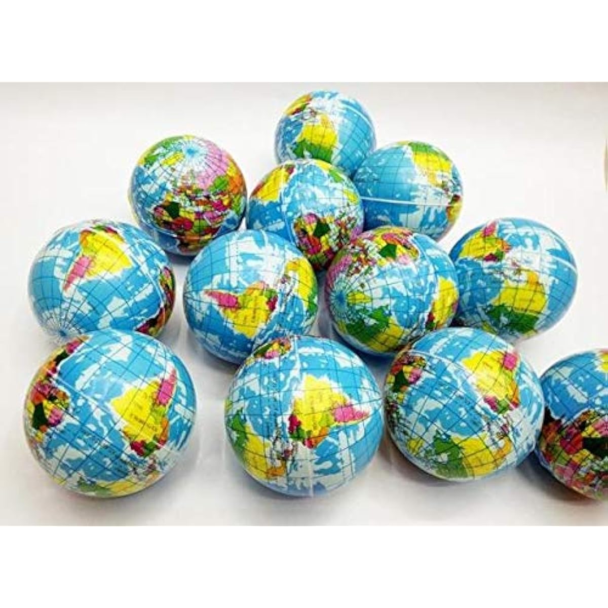 24 Pack Mini Soft Foam Earth Squeeze Balls Planet Theme | Stress Relief Bulk Party, Birthday, Classroom Favors, Rewards Toy Set for Kids (2.5”)