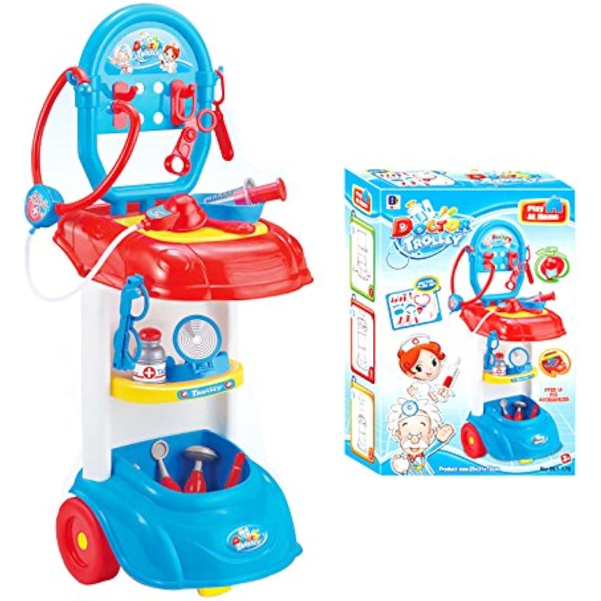 Toddlers Pretend Doctor Trolley Play Set with Music and Lights | Doctor Hospital Care Cart with Medical Equipment for Kids