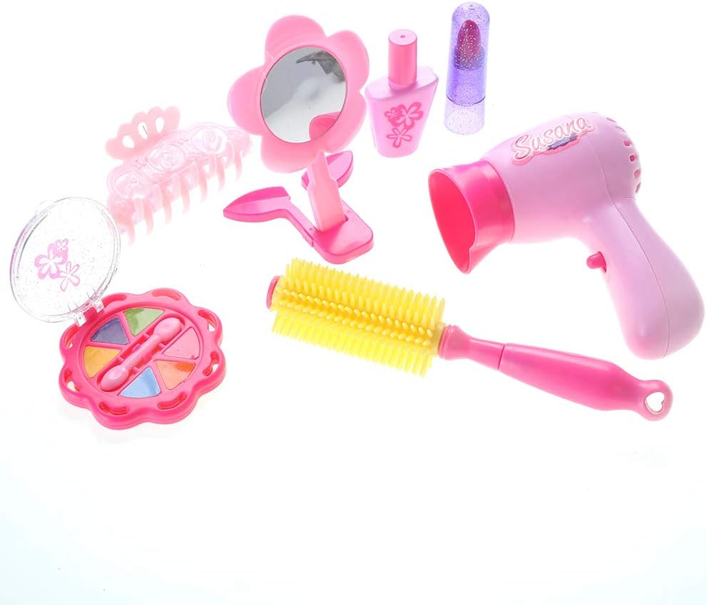 Stylish Little Princess Dress Up Beauty Play Set | Realistic Pretend Play Set | Pink Fashion Kit for Girls | Girl Toys Hair Dryer, Shoes and Makeup | Gift for Girls Ages 4 5 6 7 8
