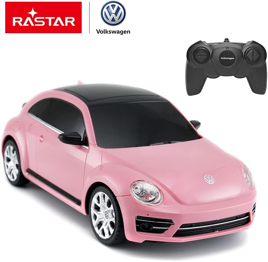 RASTAR Beetle Remote Control Car, 1:24 Scale Beetle RC Toy Car for Kids, Pink Beetle