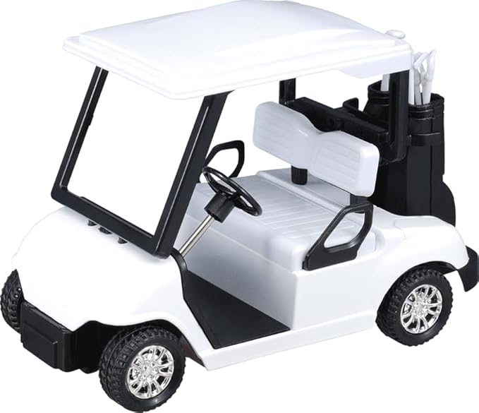 6 Pcs Diecast Toy Golf Carts with Clubs, Mini Metal Alloy Die Cast Pullback Display Model Desk Decor Golf Cart Cake Decorations Topper (4.75 inches)