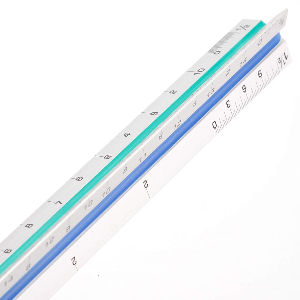 Architectural Scale Ruler, 12” Metal Aluminum Architect Scale Triangular for Engineers Students Architects