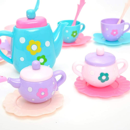 21 Pieces Royal Tea Party Set | 3" to 4" Kettle, Cups, Spoons, Saucers, Creamer, and Sugar Bowl for Delightful Tea Time