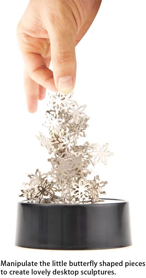 Magnetic Desktop Sculpture (Snowflakes) | Mini Magnetic Art Decoration for Desktop | Fun Stress Relief Office Gift