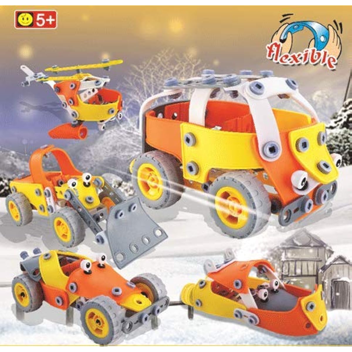 PowerTRC Take-A-Part Educational Construction Toy Model with Tools | Build Helicopter, Bulldozer, Racing Car, Van & Motorboat | Learning Playset for Boys & Girls