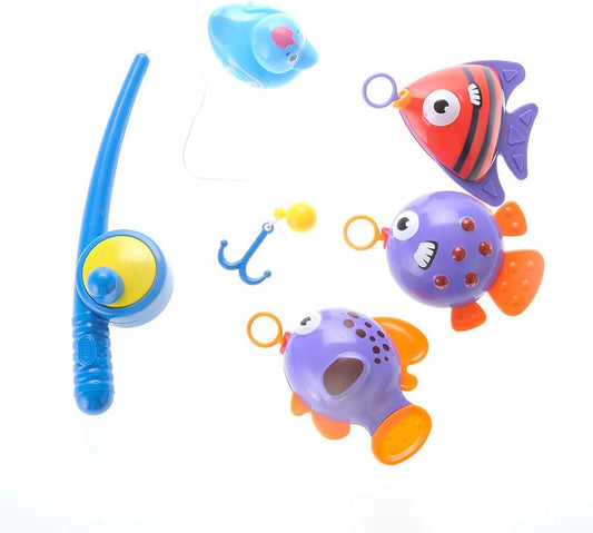 Realistic Hook and Reel Fishing Toy for Bathtub | Baby Bath Toy Fishing Set | Pool Playset with a Fishing Rod, 3 Fishes & a Ducky for Kids Ages 3+