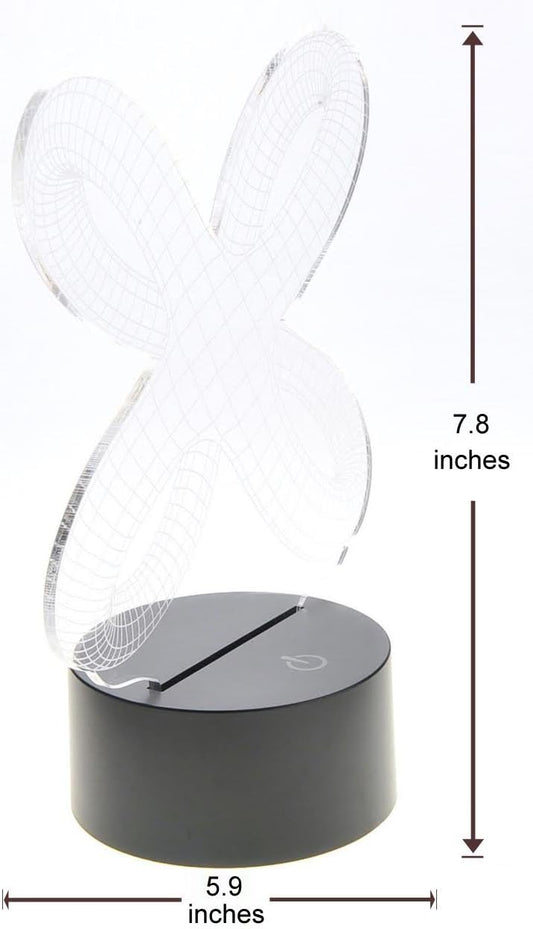 PowerTRC 3D LED Optical Illusion Crisscross Rings Night Light Multi-Colored USB Powered