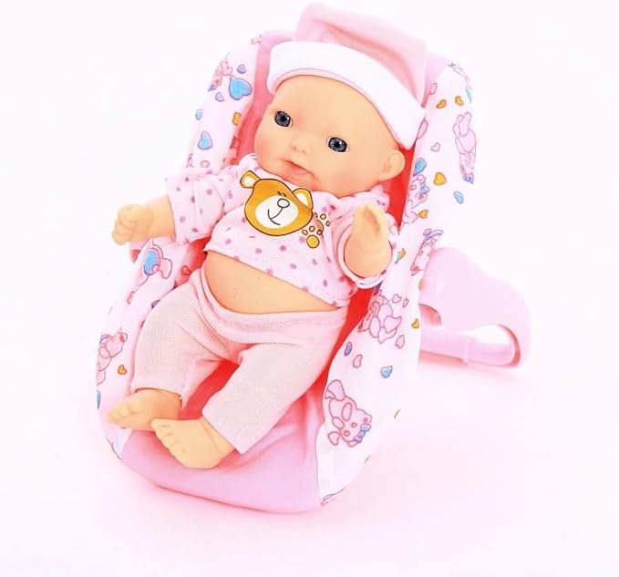 6 Set of Mini 5 Inch Baby Girl Toy Dolls Collection with High Chair, Cradle, Walker, Swing, Bathtub and Baby Seat Accessories for Girls 3-6 Years Old