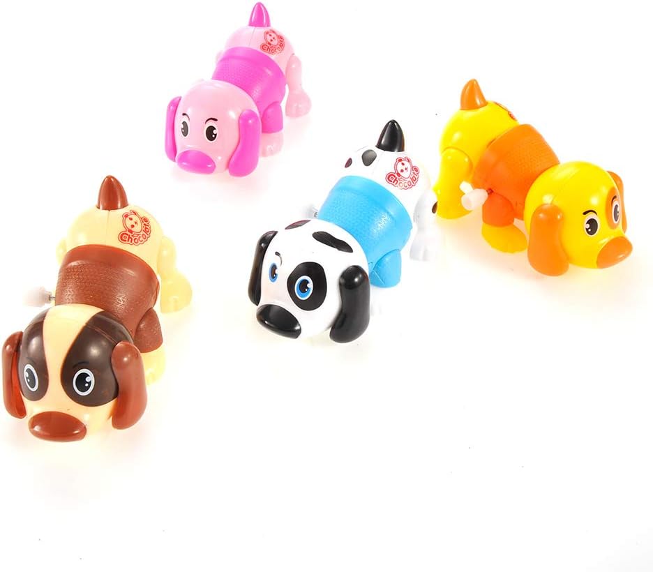 Wind-Up Colorful Dog Toys | Set of 12 Miniature Wind-Up Dogs | Fun Novelty Toys for Kids | Party Favors & Gift Ideas