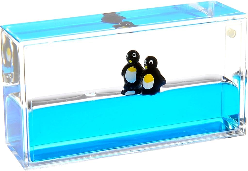 Liquid Penguin Paperweight | Surfing Sea Creatures | Calming and Relaxing Toy | Autism Toys | Children Activity | Desk Toys (2 Packs)