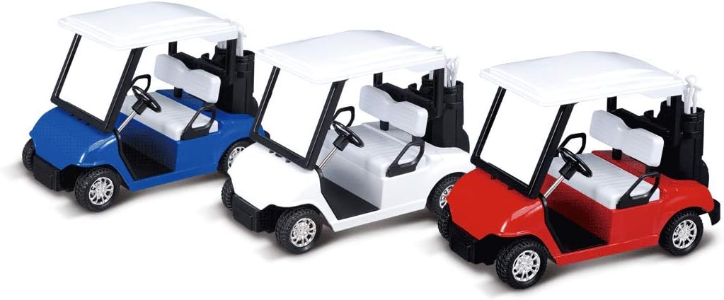 6 Pcs Diecast Toy Golf Carts with Clubs, Mini Metal Alloy Die Cast Pullback Display Model Desk Decor Golf Cart Cake Decorations Topper (4.75 inches)