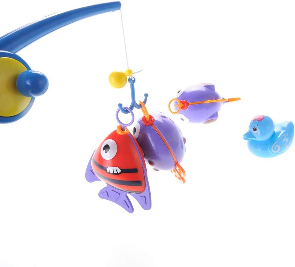 Realistic Hook and Reel Fishing Toy for Bathtub | Baby Bath Toy Fishing Set | Pool Playset with a Fishing Rod, 3 Fishes & a Ducky for Kids Ages 3+