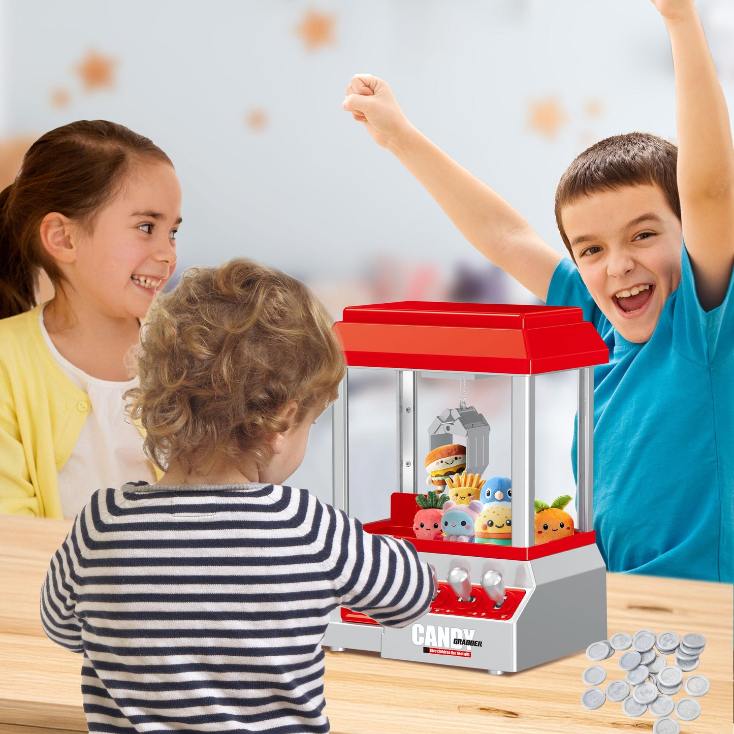 Claw Machine for Kids Toy Mini Claw Machine Candy Grabber Prize Dispenser Vending Machine Arcade Game Machines for Home Party Christmas Birthday Gifts Cool Girl Toys
