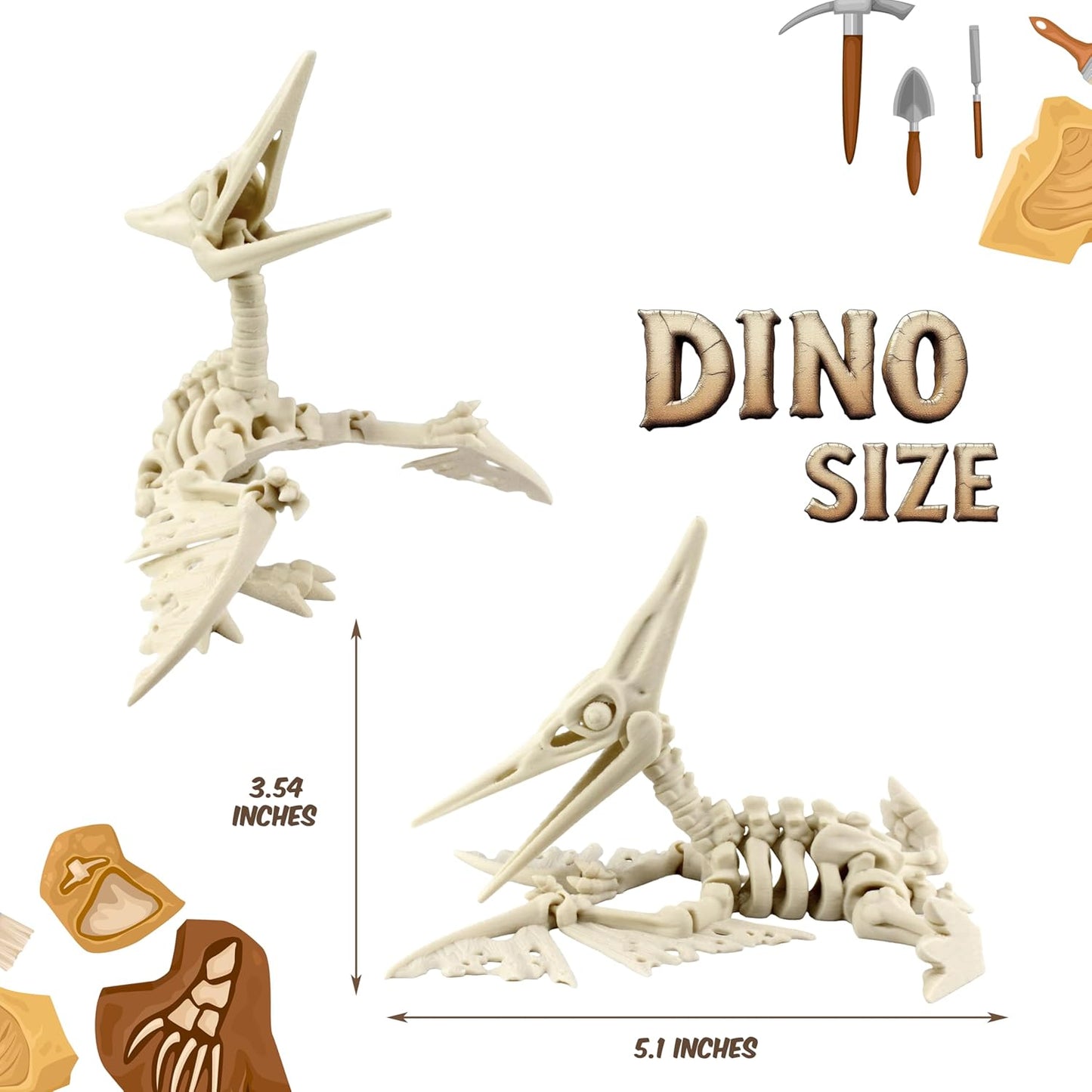 PowerTRC 3D Printed - Prehistoric Collectible Dinosaur 3D Figurine Desk Decoration for Teens and Adults, Made in USA