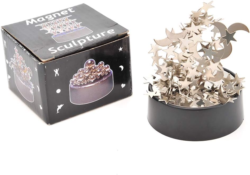 Magnetic Desktop Sculpture (Moons and Stars) | Mini Magnetic Art Decoration for Desktop | Fun Stress Relief Office Gift
