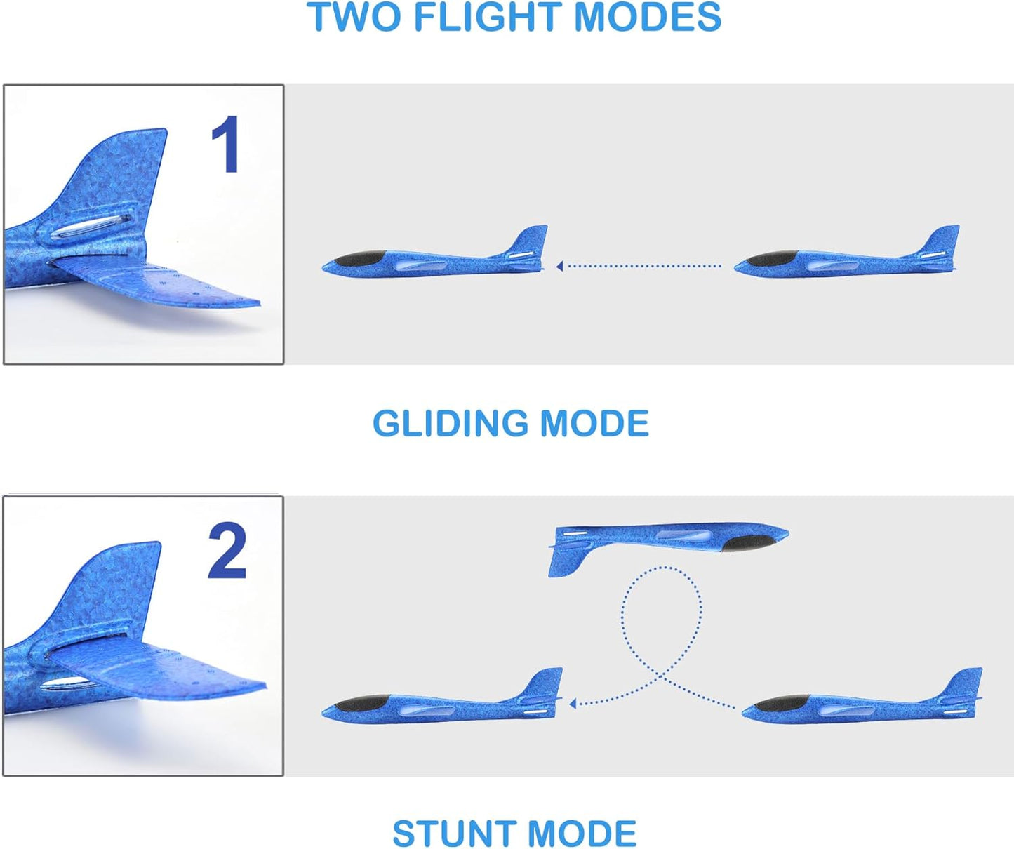 8 Pack Large 17.5” Foam Airplanes for Kids, 2 Flight Modes, Styrofoam Glider Planes, Throwing Flying Foam Airplane, Outdoor Sports Game Toys, Birthday Gifts for Girls 3-12 Years Old Boys